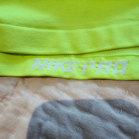 Nike Pro Dri-Fit Running Neon Long Yellow Stretch Athletic Top w Vents L Women - Picture 5 of 10